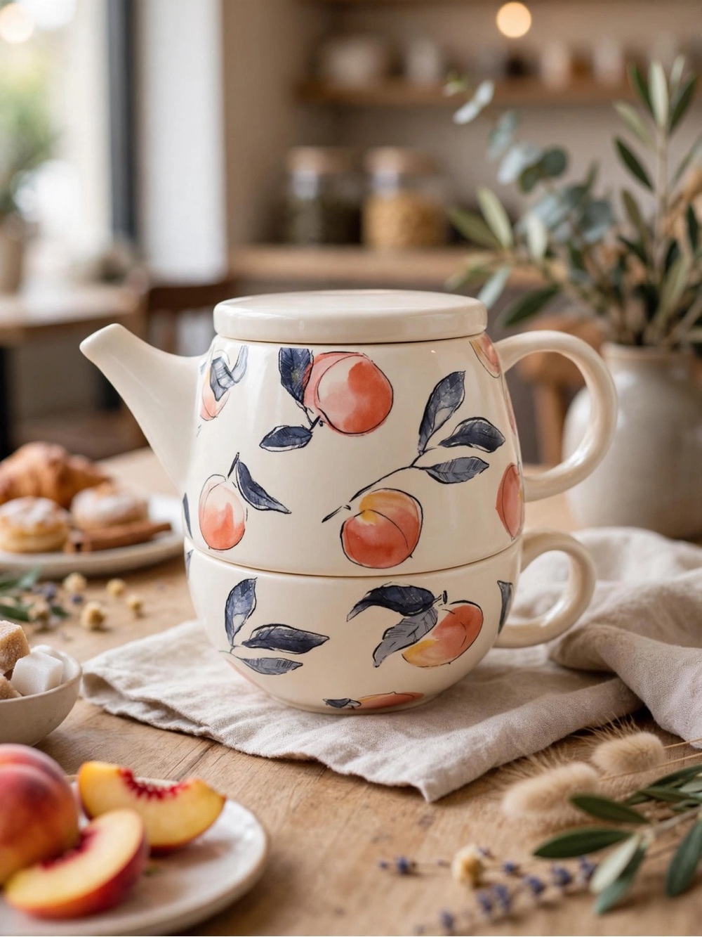 🆕 Indigo Peach 🍑 Tea for One Set